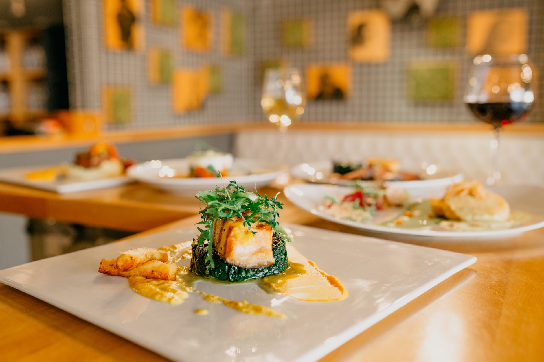 A large plated restaurant meal on a table