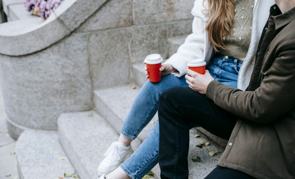 Couple on an autumn date during cuffing season